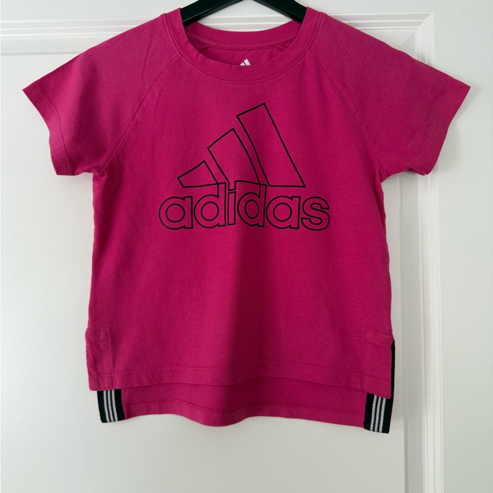 Adidas Kids Magenta Tee with Black Logo